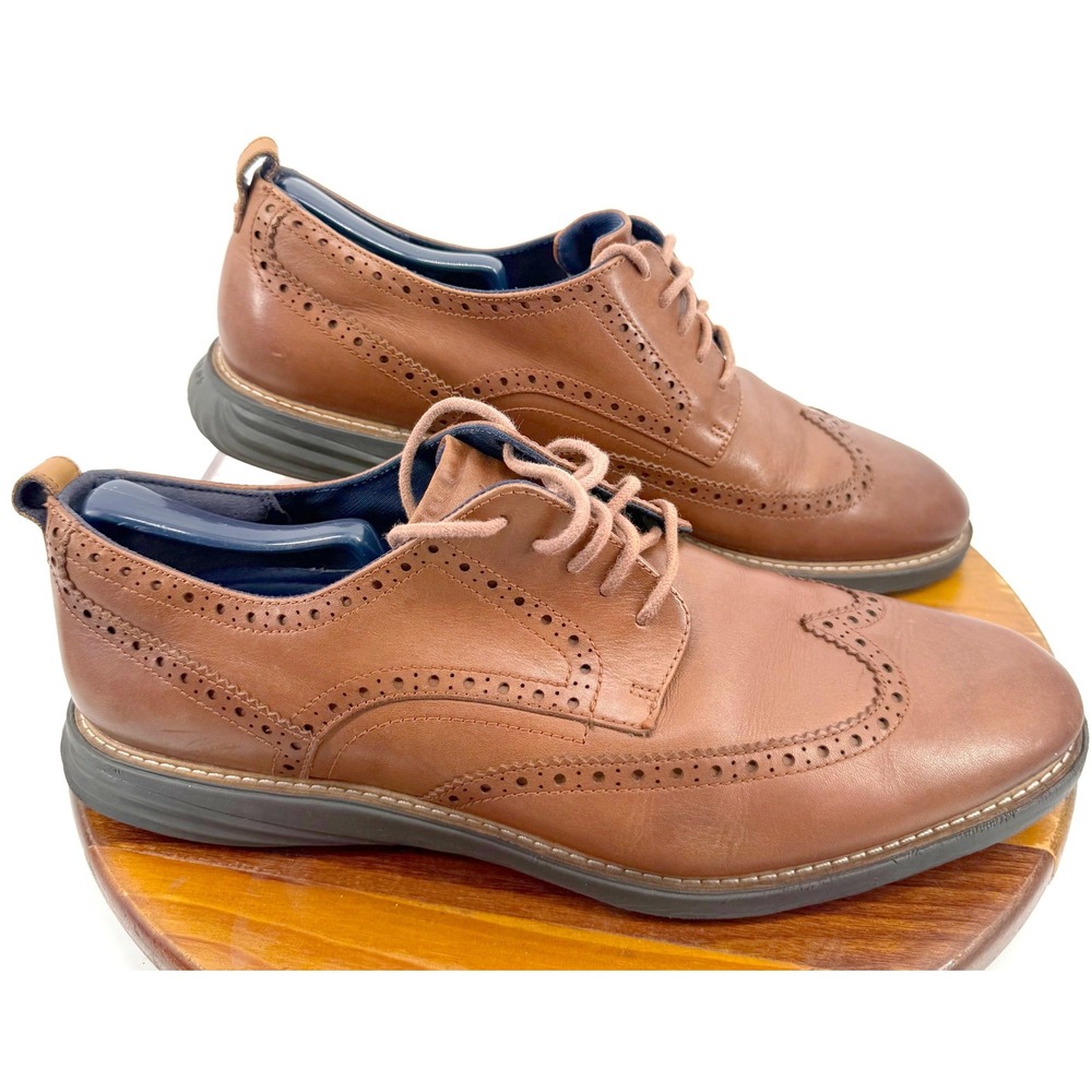 Cole Haan Mens Grandevoluton 13 Tan Leather Shortwing Brogue Oxford Dress Shoes